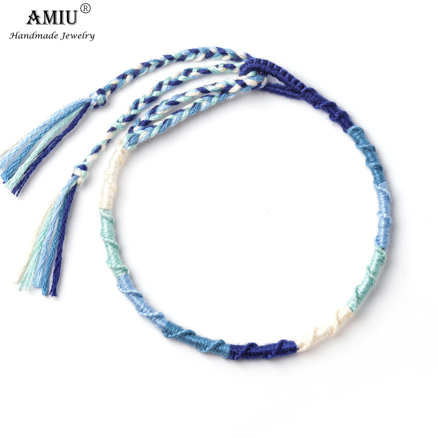 AMIU Handgemachte Freundschaft Böhmen Geflochtene gewebte Seil Fußkettchen Armbinde mit Quaste Brasilianische Schnur Fußkettchen Armbänder: 1
