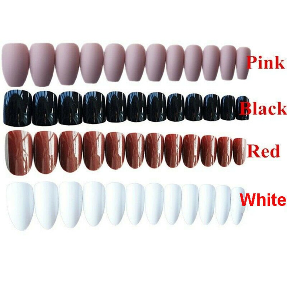 24Pcs Valse Nail Tips Ballerina Volledige Cover Doodskist Acryl Gel Nep Nagels Met Lijm Stiletto/Ronde hoofd Manicure Tool