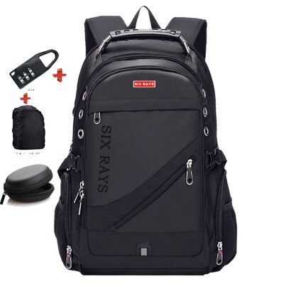 Sixrays crianças sacos de escola de carregamento usb moda negócios casual turista anti-roubo à prova dwaterproof água 15.6 Polegada portátil mochila: Preto