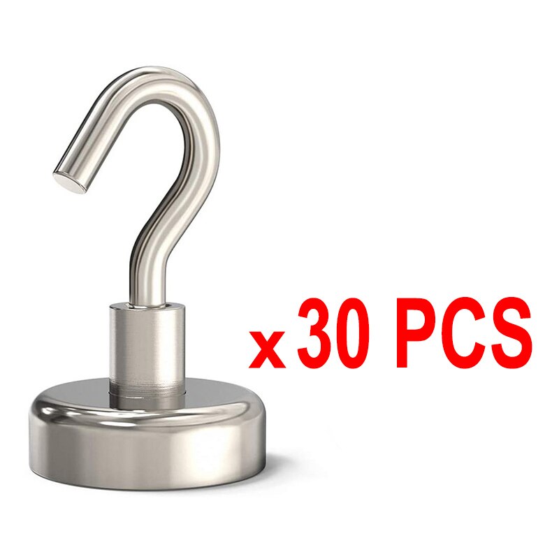 10-40pcs Powerful Magnetic Hooks Heavy Duty Large 10mm 16mm Home Office Garage Gadgets Wall Hanging Strong Magnet Hook Hanger: Bottom Diameter-10mm / 30 Pieces