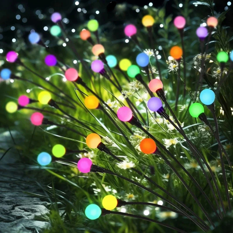 Led solcelledrevne ildfluelys udendørs have levende ildormlys til terrassesti anlagt camping blomsterbede græsplænedekoration: Hvid / Blå