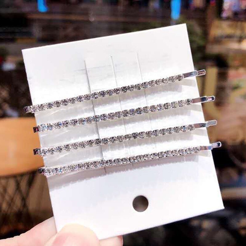 4-Piece Rhinestone Hair Clip Set for Women - Crystal Hair Accessories, Girls Barrette, Pins, Jewelry