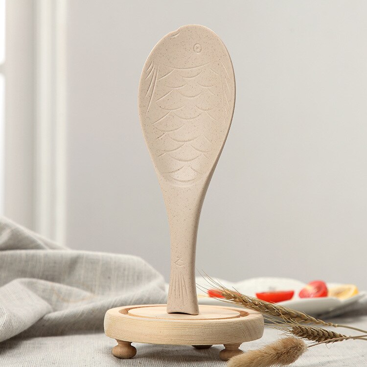 Cute trigo utensilios de cocina pescado cucharada antiadherente arroz paleta cuchara para la comida Mesa accesorios para servir: Beige