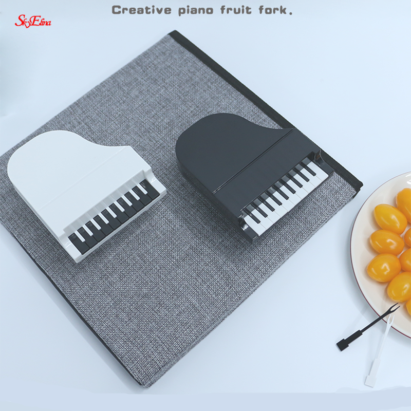 10pcs/set Piano Modeling Fruit Fork Eco-friendly ABS Easy Decoration Kitchen Bar Kids Dessert Forks Tableware 7Z