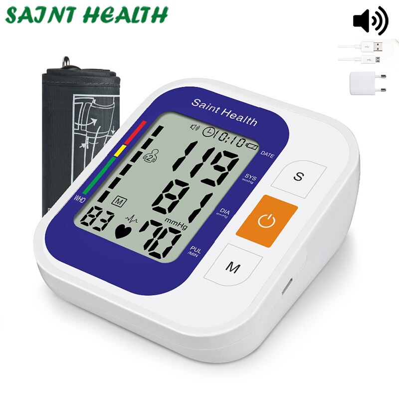 Russisch En Engels Voice & Manual Tonometer Automatische Bloeddrukmeter Heart Beat Rate Pulse Meter Bloeddrukmeters Pulsom