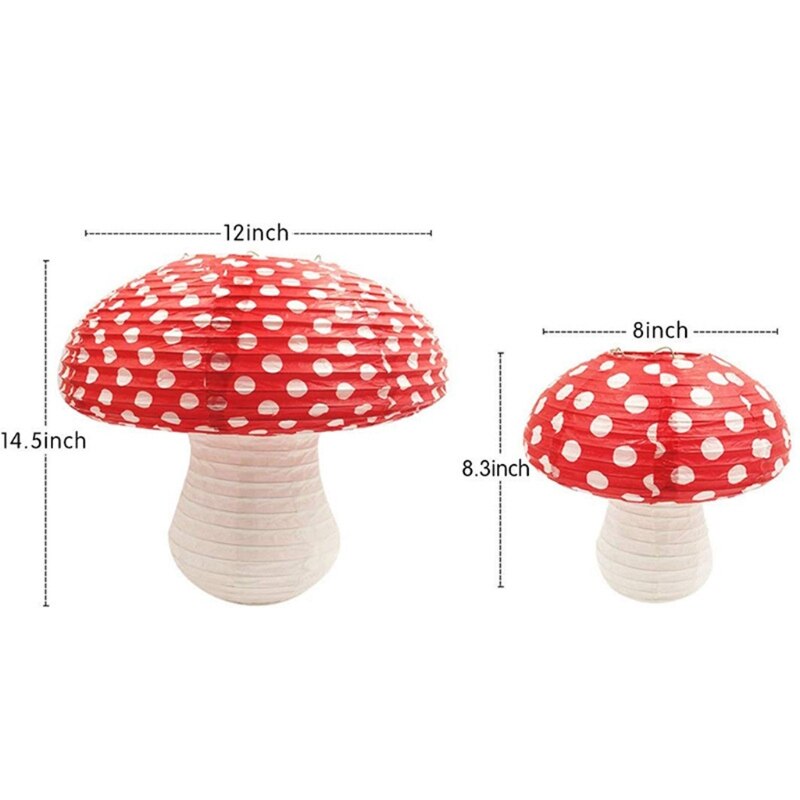Grandes lanternes en papier en forme de champignon, décor de fête d&#39;anniversaire, arrière-plan 3D suspendu, ornement de champignon pour Baby Shower, garde de pépinière