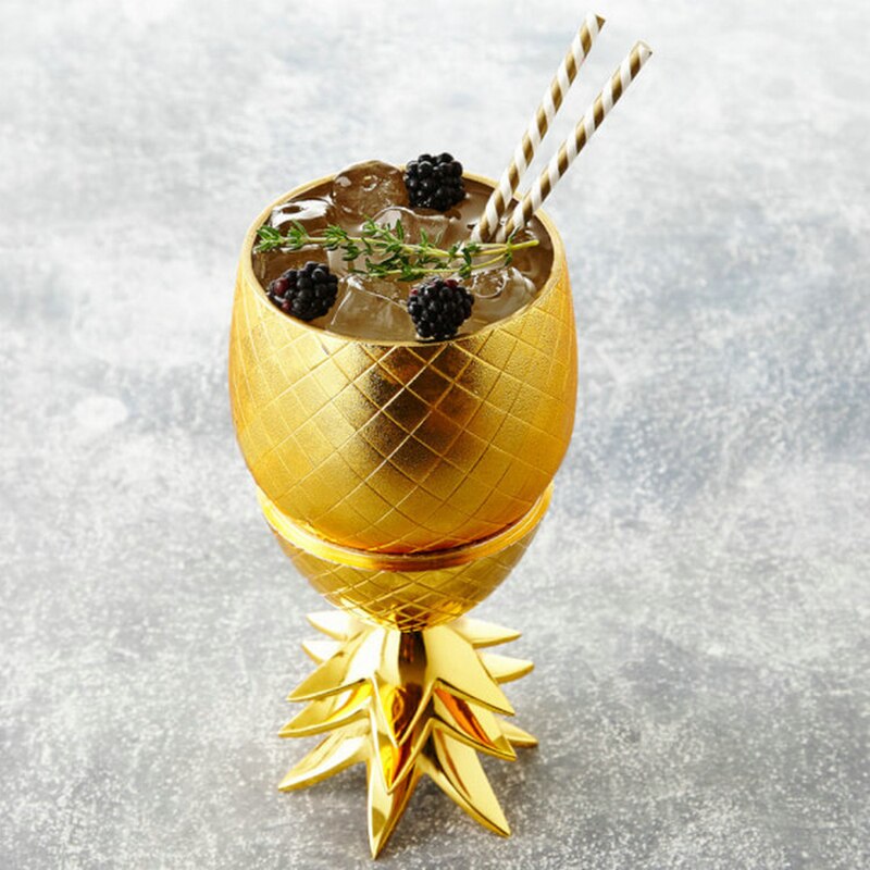Ananas tumbler / krus rustfrit stål sølv rose guld cocktail juice drikke kopper krus bar særlige drikke redskaber