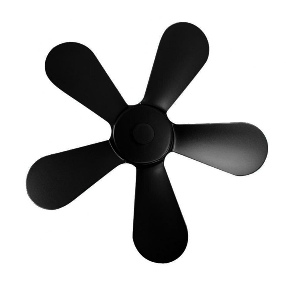 5-Blade4 Fireplace Fan Metal Heat Stove Fan Heat Powered Wood Burning Log Stove Fan Saving Fuel Wood Burner Fireplace Fan: Black