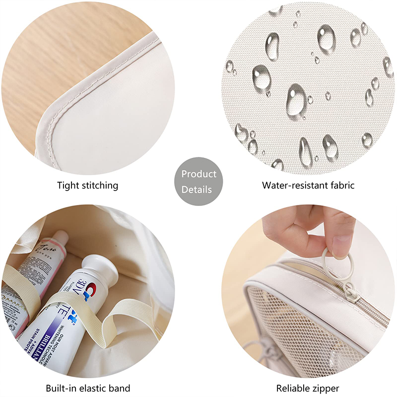 Bolsa de aseo portátil con gancho colgante para mujer, estuche de maquillaje, almacenamiento de baño, impermeable, bolsa de cosméticos de viaje de gran capacidad