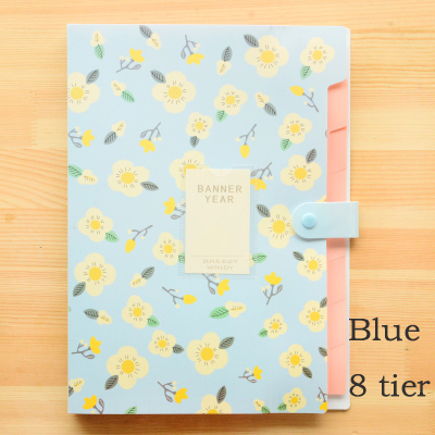 1pc Brand Waterproof Book A4 Paper File Folder Bag Accordion Style Document Rectangle Office Home School Color Random: Blue 8 tier