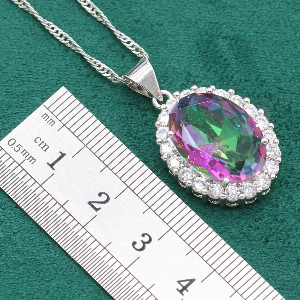 Bruid 925 Zilveren Hanger Ketting Voor Vrouwen Christmas Wedding Sieraden Luxe Geel Paars Groen Halfedelstenen