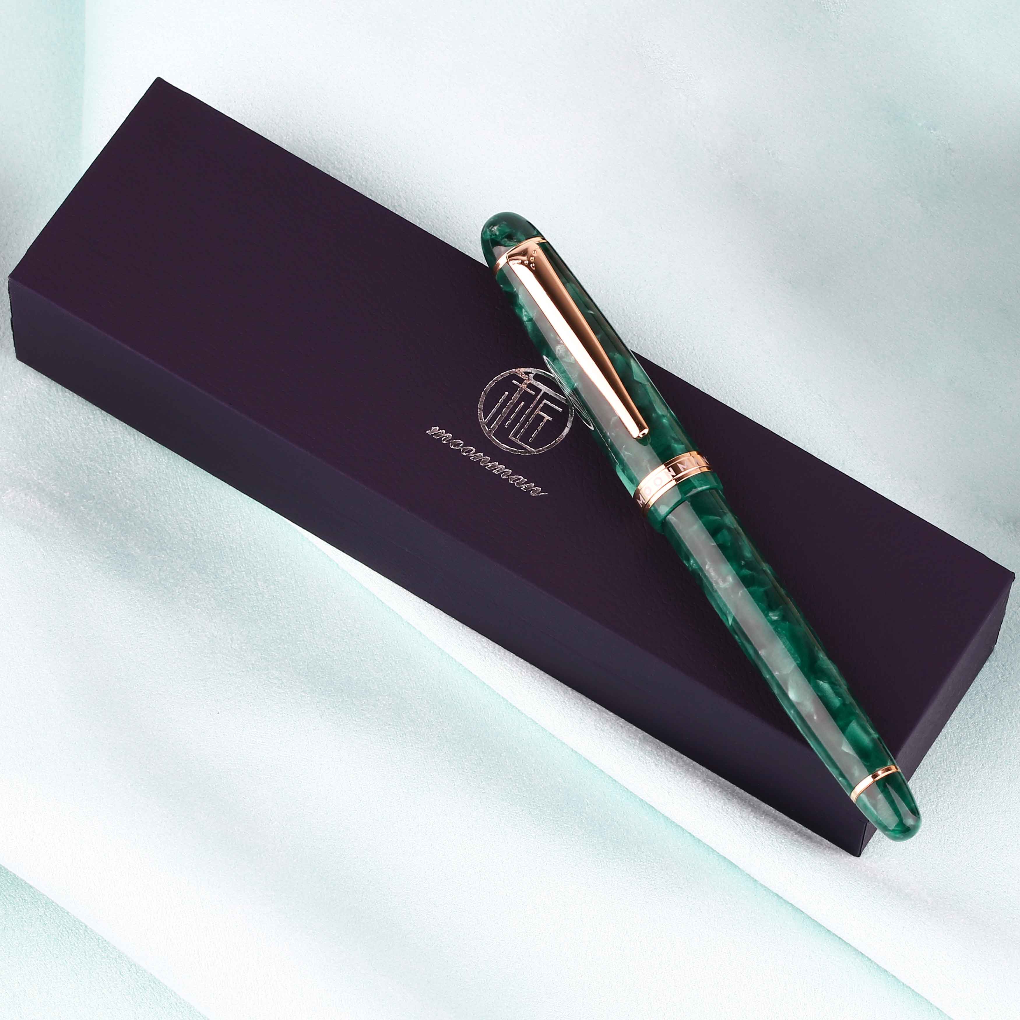 Moonman S3 Colorful Resin Fountain Pen Camouflage Gold-plated EF/F Nib Ink Pen Original Box: Green(Original BOX) / EF