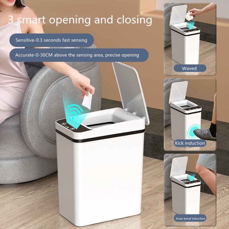12L Intelligent Trash Can Smart Sensor Dustbin Automatic Rubbish Can USB Waterproof Dustbin Home Induction Garbage Bin Household