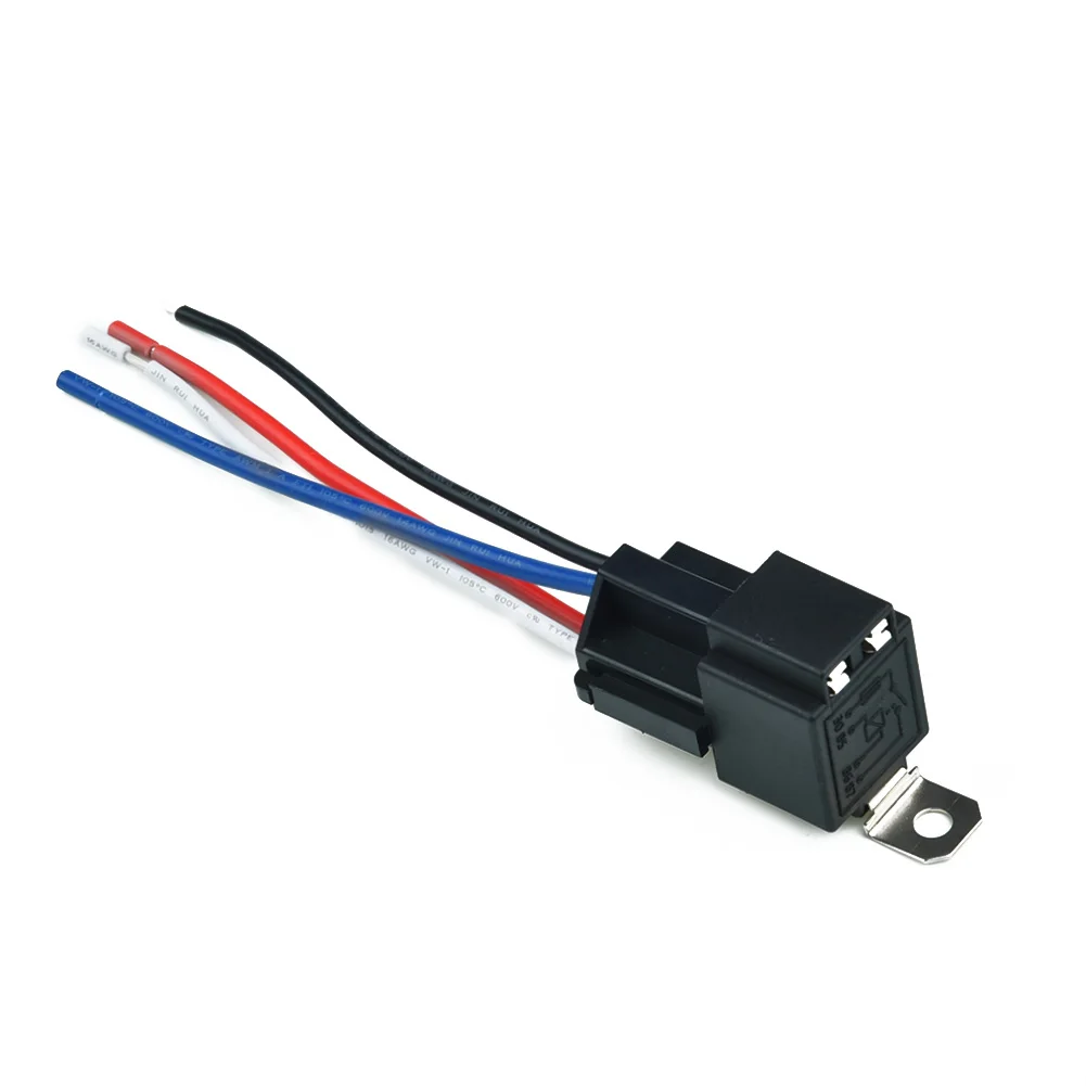 12V 4 Pin Car Relay With Socket Base/Wires/Fuse 30A Amp SPST Pre-wired Sockets Waterproof Auto Accessories