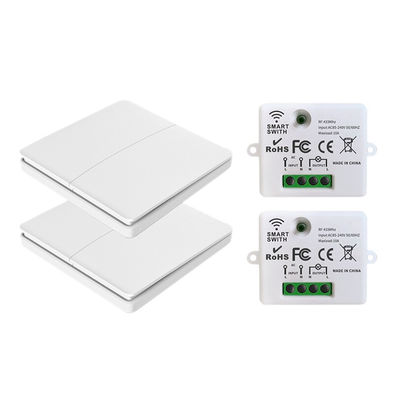 10A Wireless Contact Switch Light+433MHZ Wireless Electrical Home Remote Control Compatible For Google And Alexa Home: Ivory