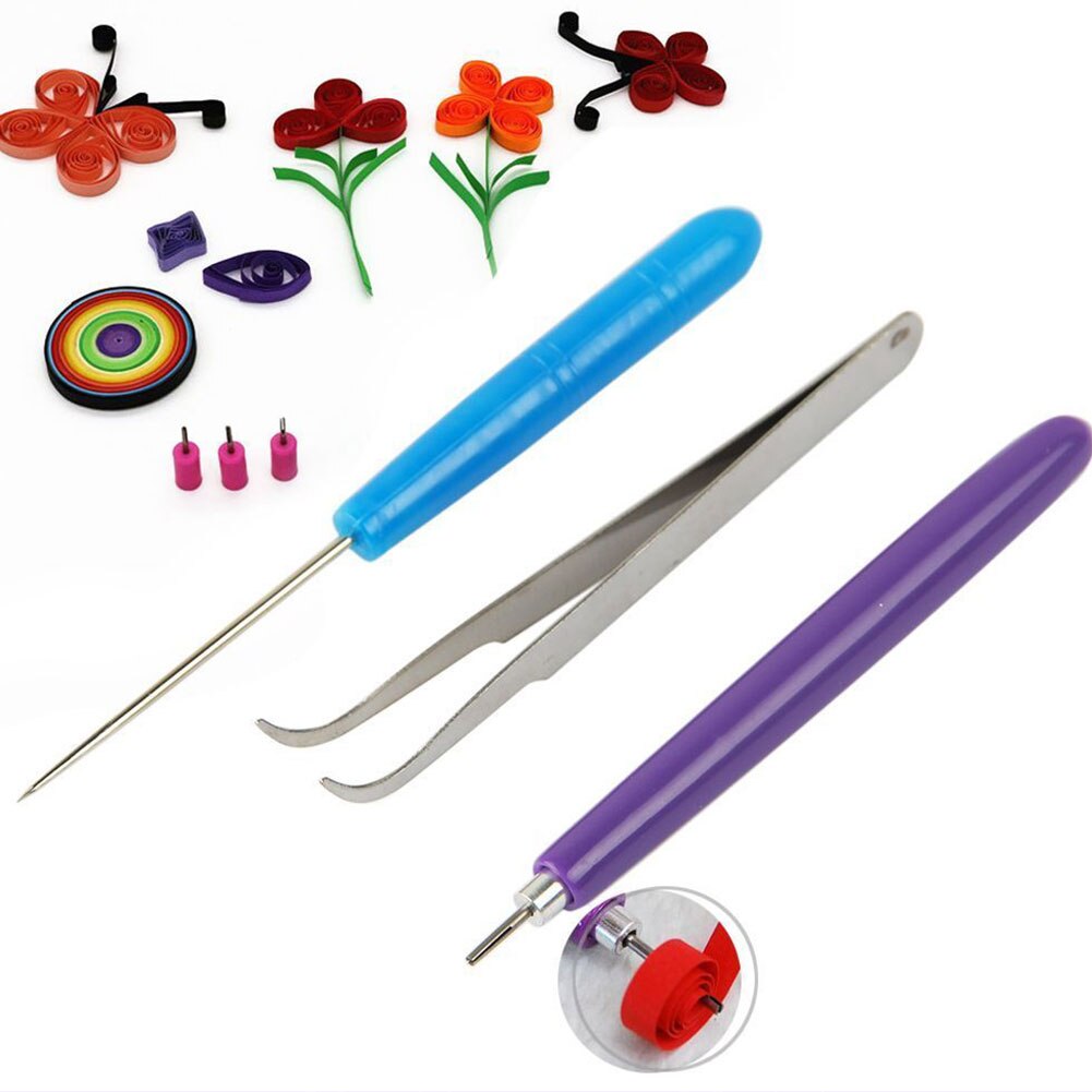 3pcs/set Space Saving Slotted Tool Party Decor Scrapbooking Classroom Rolling Crafts Quilling Needle Wedding Shop