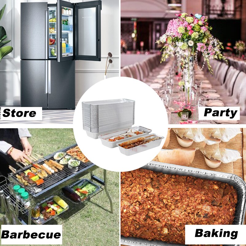 30 Stks/set 1000Ml/1300Ml Wegwerp Aluminiumfolie Pan Barbecue Tin Verpakking Doos Bakken Brood Lade Voedsel Container