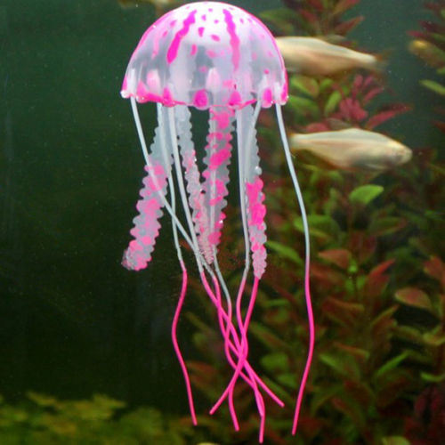 Fluorescerende Gloeiende Aquarium Decoratie Kunstmatige Simulatie Levendige Siliconen Kwallen Fish Tank Decor Ornament: Pink