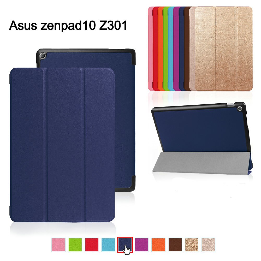 Leren hoes voor asus zenpad 10 z301 mlf  z301ml z301 10.1 " tablet (release) met driehoekige standaard magnetische hoes