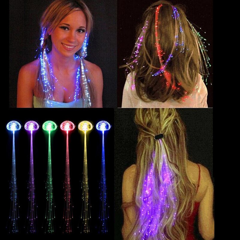 LED Fiber Optic Lights Up Hair Alternating Multicolor Flash Barrette Clip Braid Hair Clip Bar Dancing Hairpin for Party Supplies
