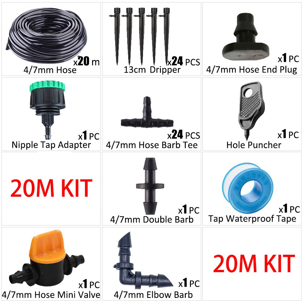 4/7mm Hose Drip Irrigation System 360 Degree Adjustable 8 Hole Sprinkler Garden Watering Kit Inserting Ground Micro Flow Dripper: Burgundy