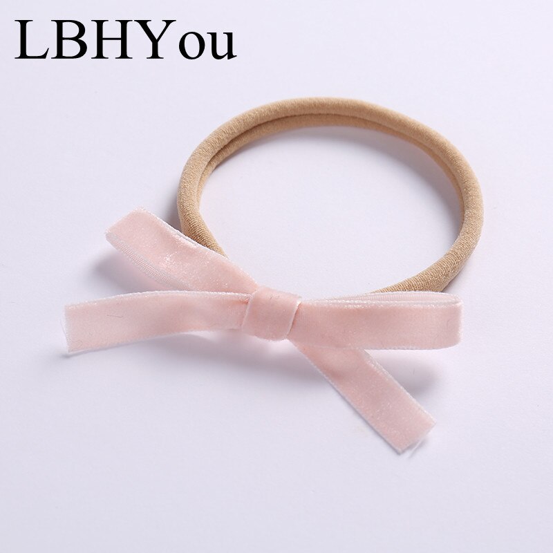 3pcs Sweet Flock Ribbion Bows Nylon Headbands,Super Soft Knotbow Soft Nylon Head Wraps,Newborn Baby Elastic Hairbands Head Wear