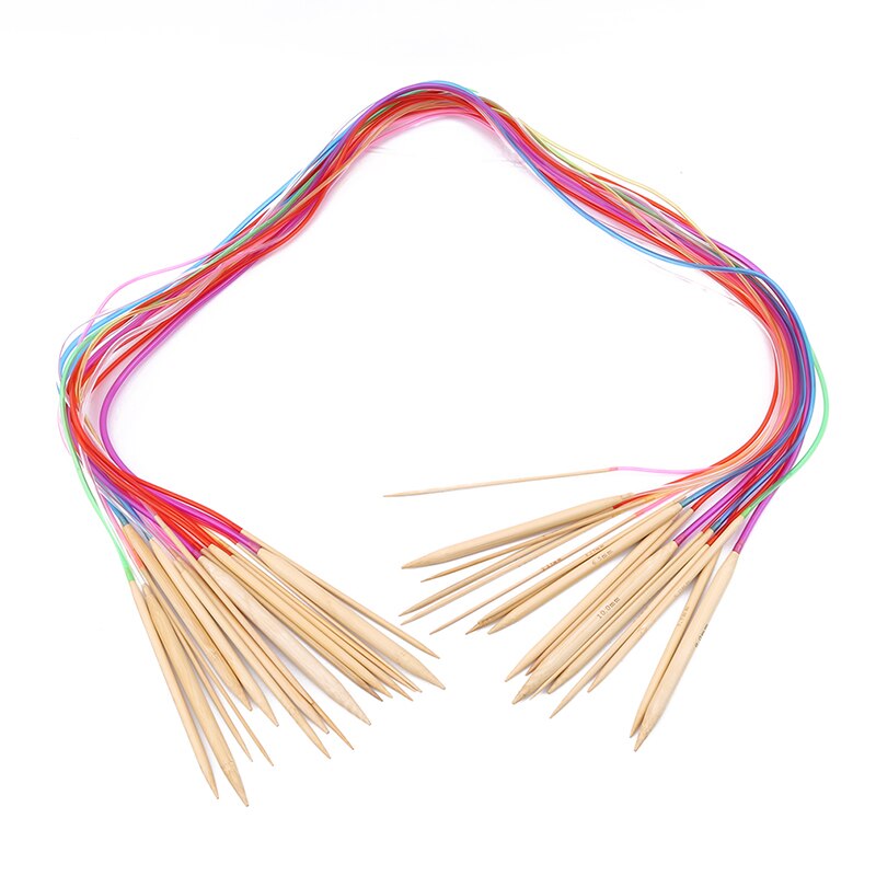 Multicolor tube 18size/set Bamboo Circular Crochet Knitting Needles Set HOME ACCESSORIES: 120cm colorful