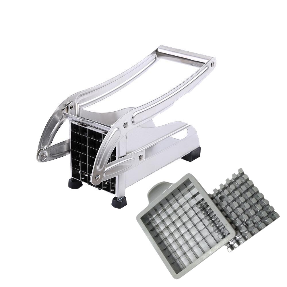 Máquina para hacer patatas fritas, cortador de patatas fritas de acero inoxidable, máquina de corte de 2 cuchillas con agujeros diferentes