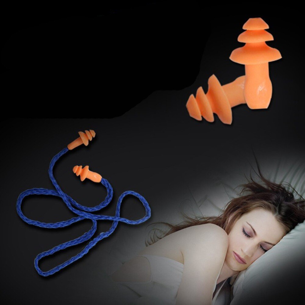 ESCAM 1/2/5/10pcs Soft Silicone Corded Ear Plugs ears Protector Reusable Hearing Protection Noise Reduction Earplugs Earmuff