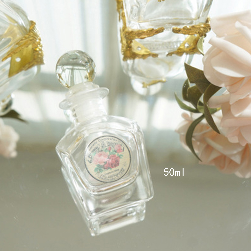 Bouteille de parfum vide en verre de cristal, étiquette palais rétro, décoration pour coiffeuse, bocaux, accessoires pour la maison: B-50ml
