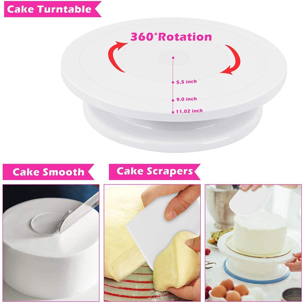 Cake Stand Turntable Rotating Base Cake Plastic Dough Knife Decorating 11 Inch Cream Cakes Stand set Cake Rotary Turntable tool