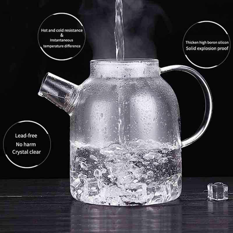 1800ml vandkande, resistent gennemsigtigt glas elkedel tekande kaffe juice kande med rustfri si funktionel