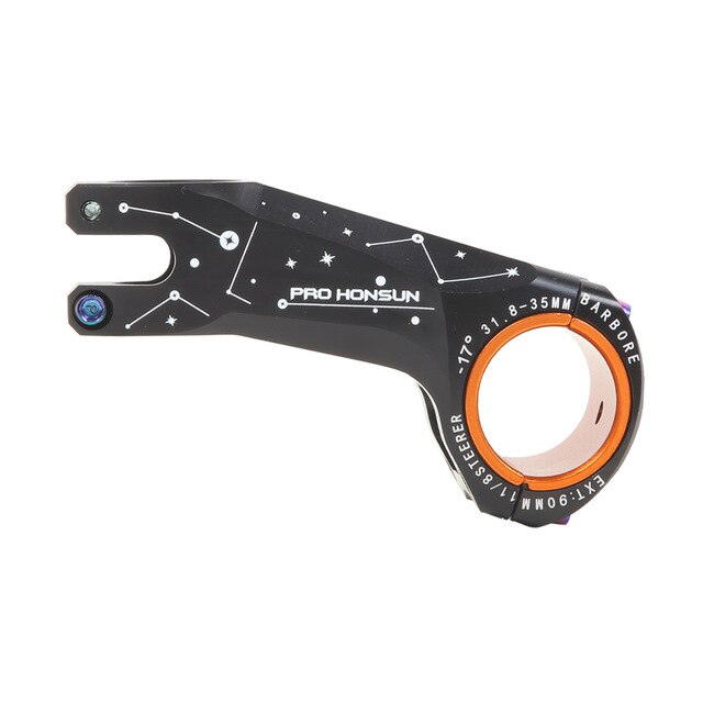 Ángulo negativo -17 grados xc camino vástago mtb 90mm vástago cnc 31,8mm/35mm manillar bicicleta ultraligero 28,6mm steerer bicicleta d: Negro