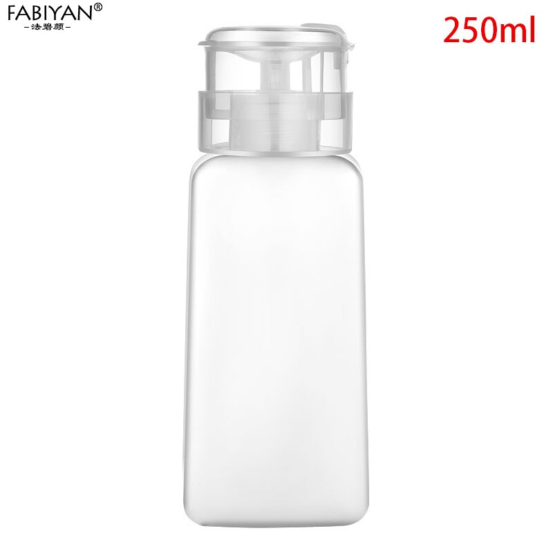 1Pc 250ml Nail Art Empty Plastic Bottle Polish Remover Alcohol Press Pumping Dispenser Nail Art UV Gel Cleaning Manicure Tool: Square 