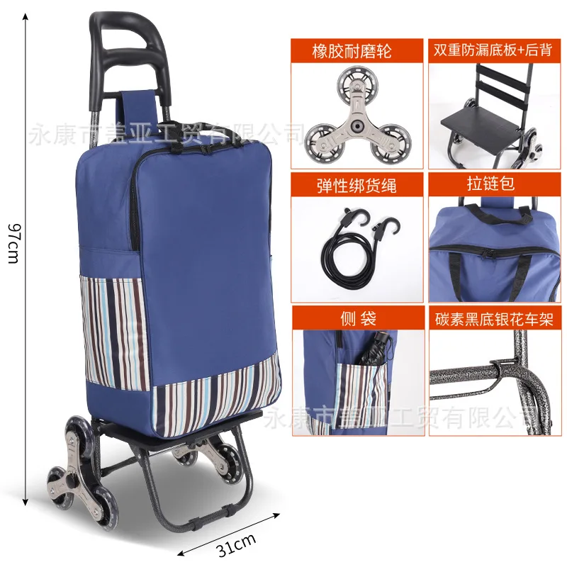 Indkøbsvogn trapper foldbar lille trækvogn indkøbsvogn trailer bagagevogn vogn lejehjul: Violet/紫罗兰