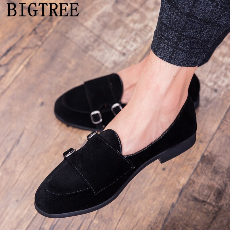 Zapatos con Correa de doble monje para hombre, mocasines de vestir formales, a la , Zapatos italianos de lujo, color marrón: Black / 9.5