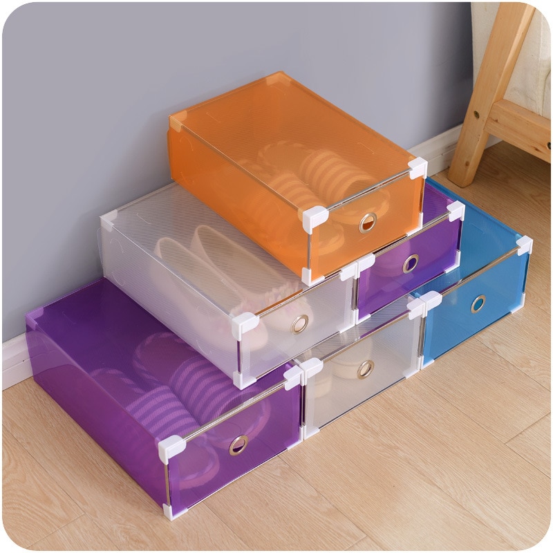 Eco-Friendly Transparent Shoe Hanger Plastic Rectangle Storage Box Shoe Organizer Thickened Drawer Shoe Box Home Stackable Box