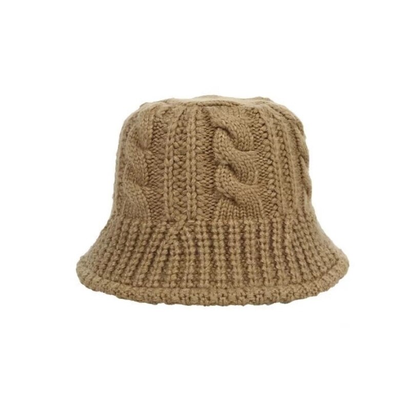 Vrouwen Herfst Winter Muts Warm Visser Hoed Panama Outdoor Hoofddeksels Bob Emmer Hoed Hand Gebreide Wol Hoeden voor Vrouwen: Khaki