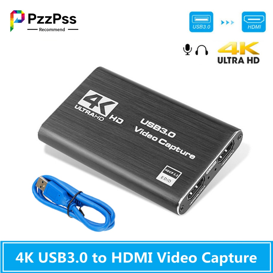 Pzzpss 4K Usb 3.0 Video Capture Card Hdmi-Compatibel 1080P 60fps Hd Video Recorder Grabber Voor Obs vastleggen Game Card Live