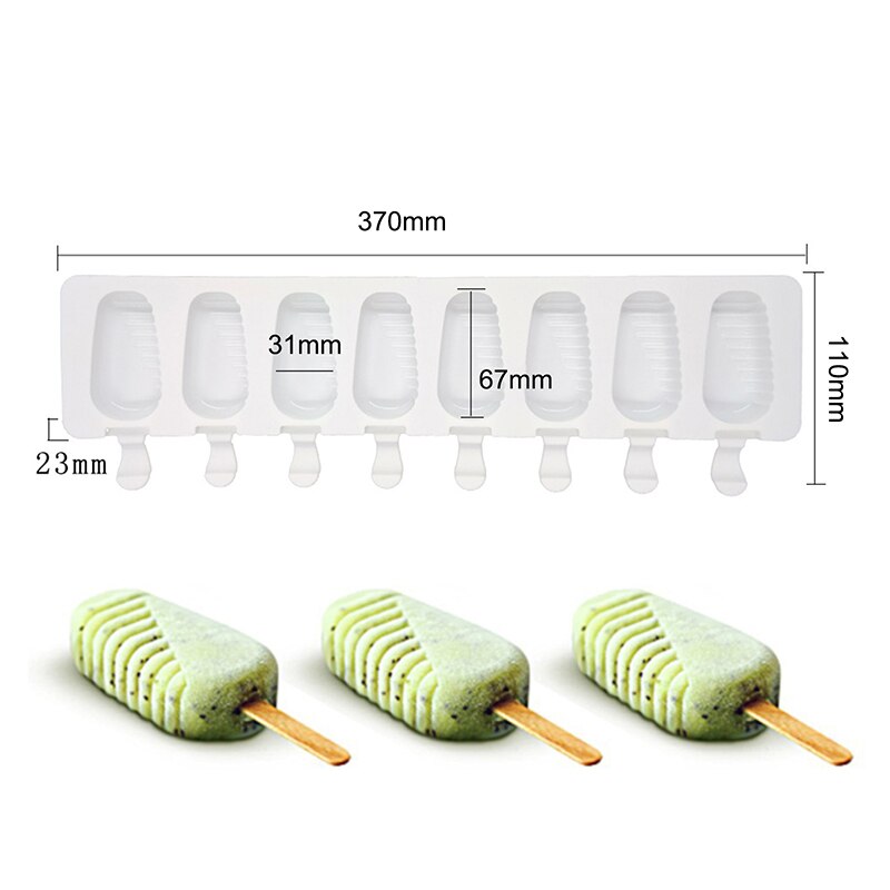 4 Cell Silicone Ice Cream Mould Diy Mold Ice Cube Tray Barrel Dessert Ice Cream Mold With Popsicle Sticks and Bags: New-5