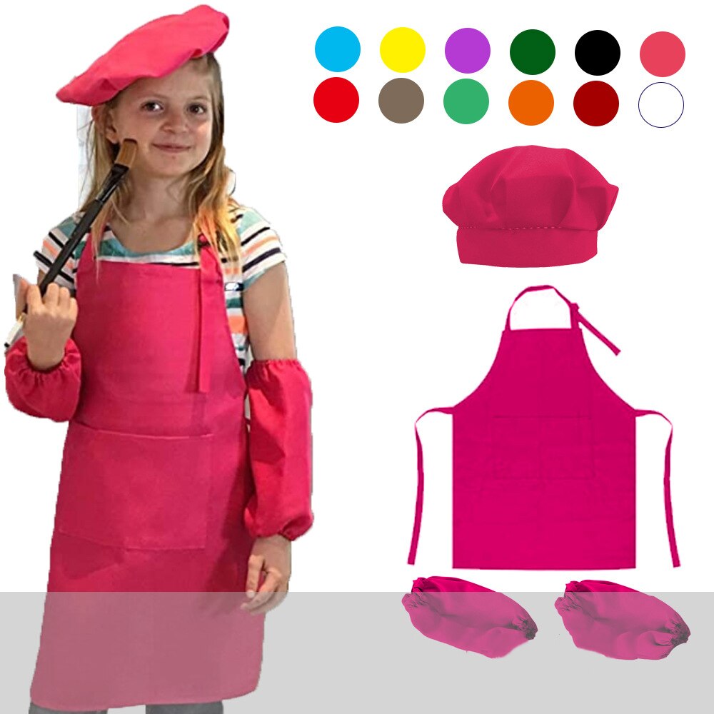 Kids Chef Set Complete Children Kitchen Playset with Chef Cap and Apron and Sleeve for Cooking Baking Painting Decorating Party