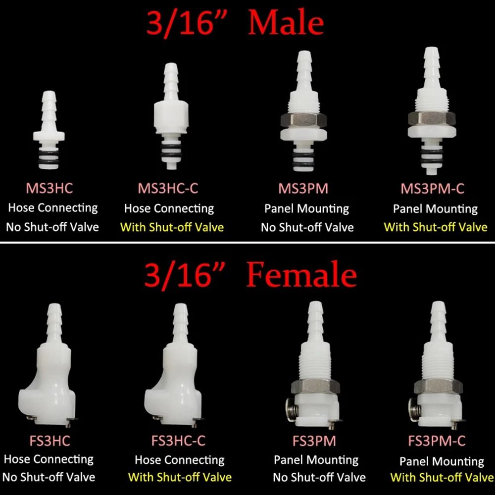 Plastic Disconnect Fitting Coupling Hose Joint Quick Shut-Off Tube Connector Hose Barb Valved Male Female 3/16 1/4 Quick Coupler