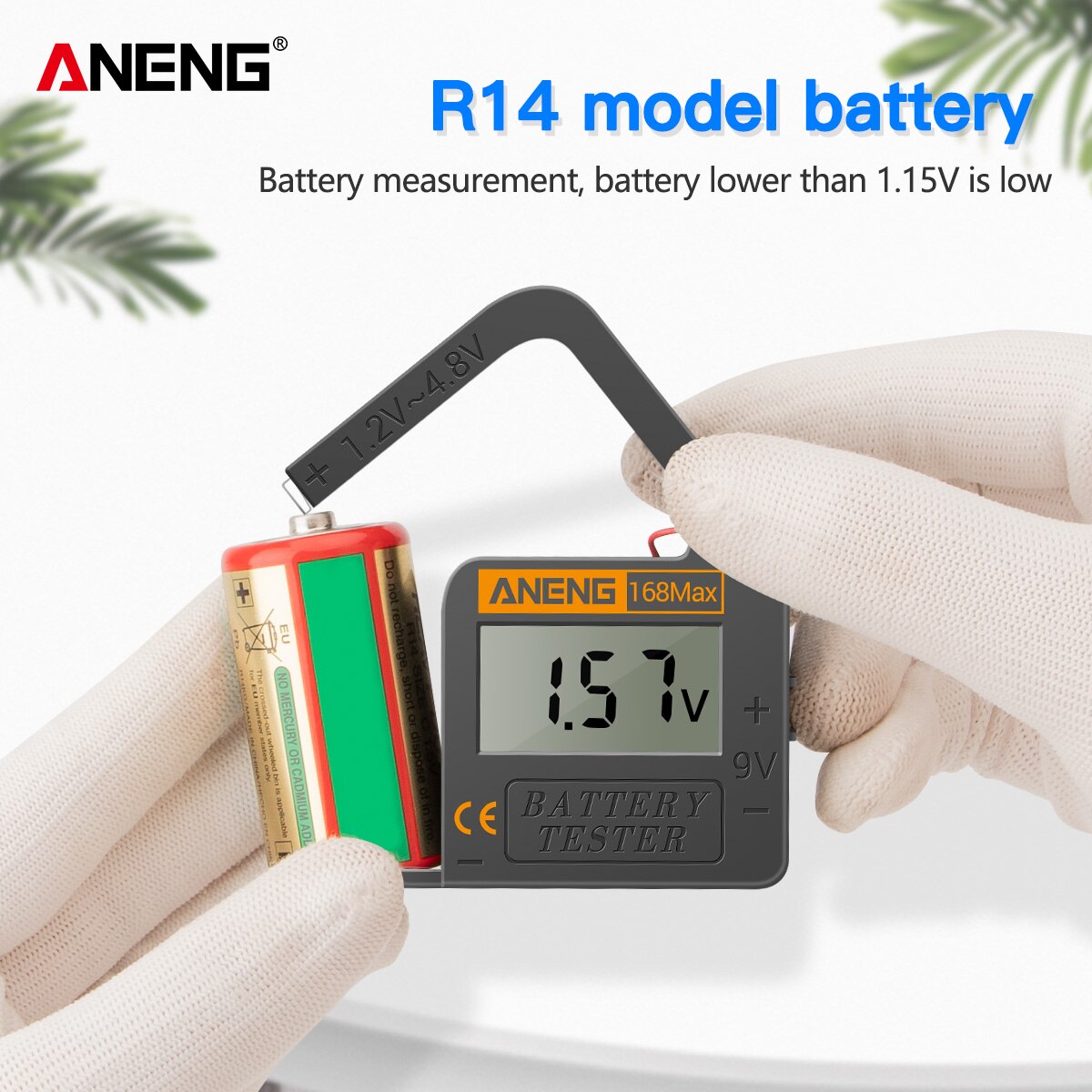 ANENG Battery Tester 168MAX Digital Display Tester Battery Voltage Checker Battery Capacity Testing Tool Universal Tester