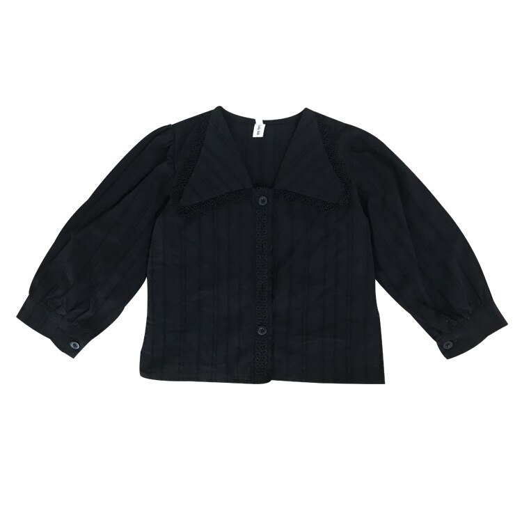 Meisjes Herfst Kant Kraag Shirt Baby Meisje Lange Mouwen Blouses Peuter Kids Effen Kleur All-Match katoen Mode Tops