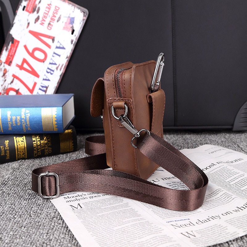 mobile phone bag men's leather shoulder bag outdoor leisure mini bag