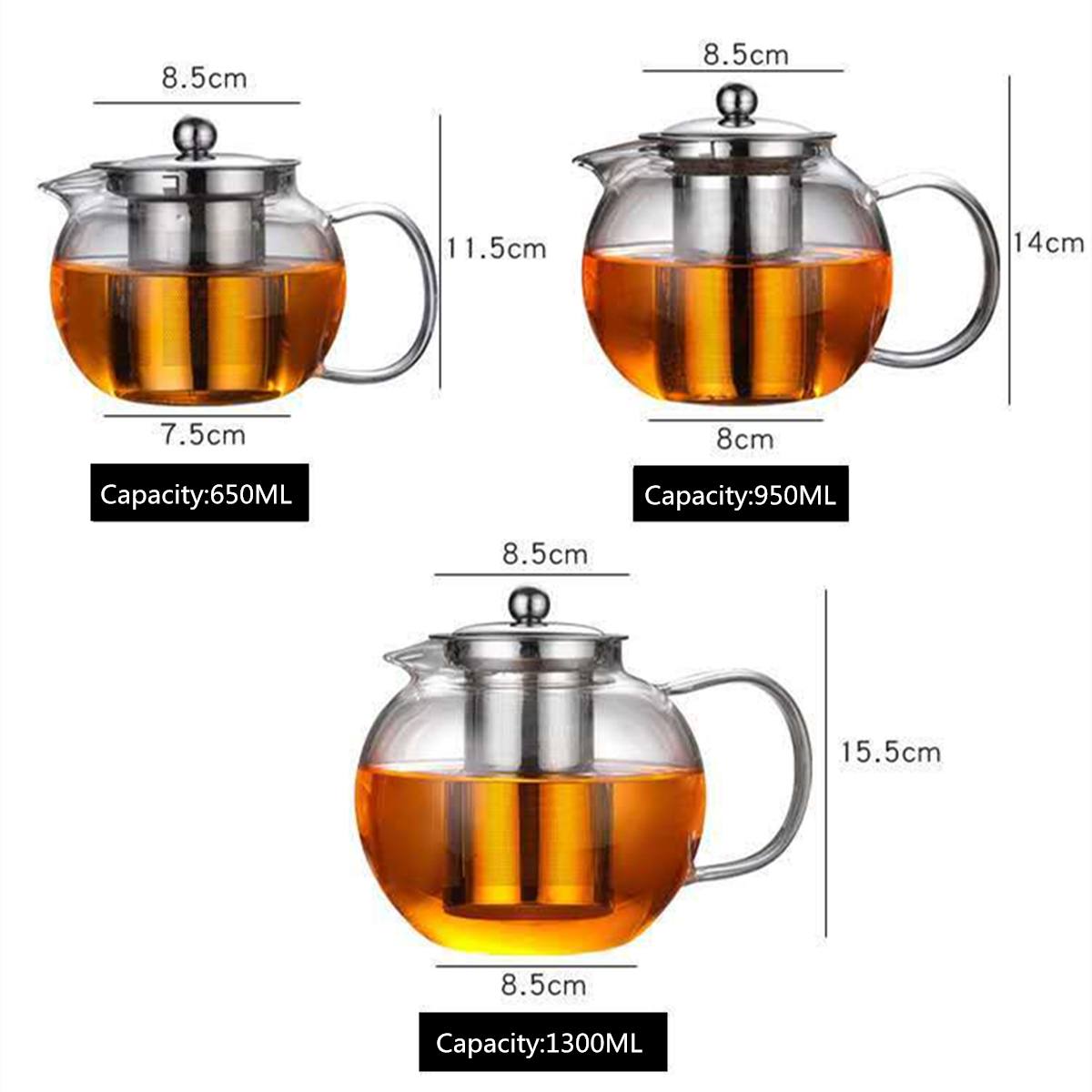 Glass-Teapot-Set-Loose-Leaf-Tea-Pot-Good-Kettles-Clear-Cup-with-Strainer-Infuser-and-Lid Glass Stainless Steel: 1300ml
