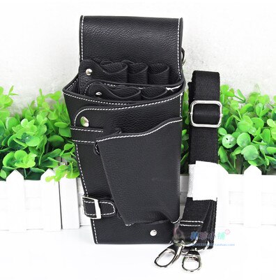 Sac en cuir PU pour coiffeur et barbier, étui à Clips pour ciseaux de coiffure, étui avec ceinture d'épaule à la taille: Black