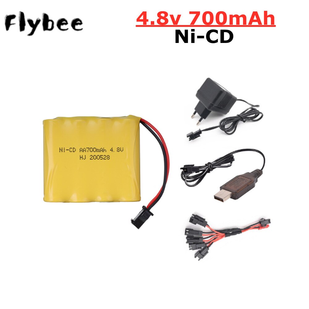 4.8V 700mAh NICD Battery and Charger Set For Remote Control Toys Electric Car Nicd 4.8V Volt Bateria SM-2P Plug