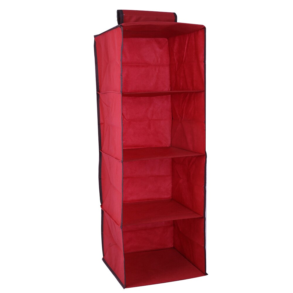 4 Shelving Hanging Closet Organizer Hanging Pocket Drawer Clothes Storage Clothes Home Organization Accessories Supplies: Red