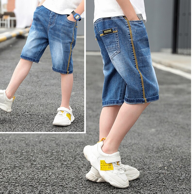 DIIMUU Capretti del Ragazzo di Shorts Bambini Denim Shorts Bordo shorts Plus Size 4-13 Anni di Estate Dei Ragazzi Breve Tratto jeans Casual Pantaloni